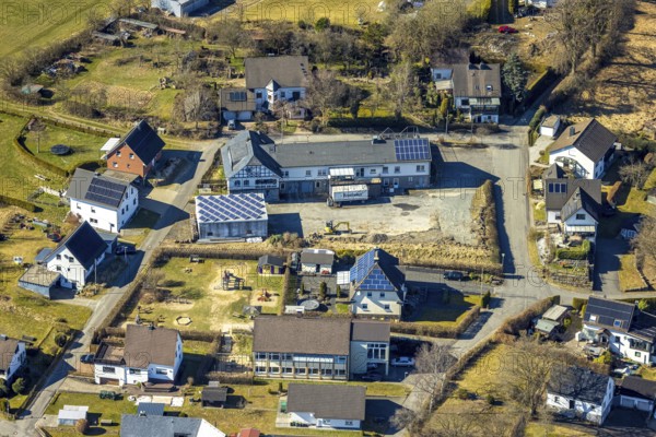 Aerial view, event location, Sauerlandtheater Hillmicke, Christophorusstraße 11-13, Hillmicke, Wenden, Sauerland, North Rhine-Westphalia, Germany, DE, Europe, aerial view, aerial photography, aerial photography, overview, bird's eye view, birds-eyes view, overview