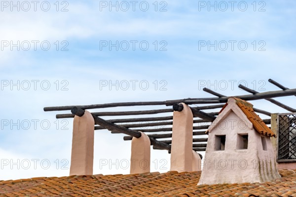 Sardinia, worth seeing harbour town Porto Cervo, roof construction wooden frame on roof with turret and window, chimney, Arzachena, Europe, province Sassari, Italy, architecture, roof construction, roofs, windows, holiday resort, building, harbour town, sky, wooden frame, coast, landscape, sea view, Porto Cervo, sightseeing, summer, structure, town, tourism, turret, urban, charming, elegant, exclusive, Italian, cultural, picturesque, Mediterranean, Mediterranean climate, picturesque, charming, Sardinian, touristy, traditional