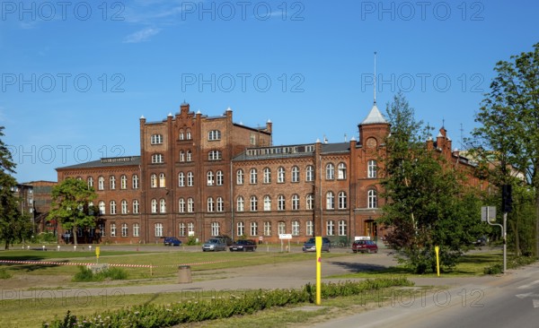 Gdansk post office, historical place, GdaÅsk, Gdansk, Baltic Sea coast, Baltic Sea, pomorskie, Pomeranian Voivodeship, Poland, Gdansk, PL, Europe, aerial view, birds-eyes view, aerial photography, aerial photography, overview, bird's eye view