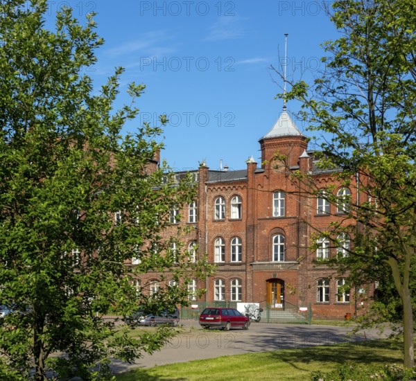 Gdansk post office, historical place, GdaÅsk, Gdansk, Baltic Sea coast, Baltic Sea, pomorskie, Pomeranian Voivodeship, Poland, Gdansk, PL, Europe, aerial view, birds-eyes view, aerial photography, aerial photography, overview, bird's eye view