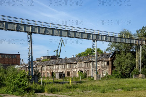 GdaÅsk, old shipyard halls, Gdansk, Baltic Sea coast, Baltic Sea, pomorskie, Pomeranian Voivodeship, Poland, Gdansk, PL, Europe, aerial photo, birds-eyes view, aerial photography, aerial photography, overview, bird's eye view