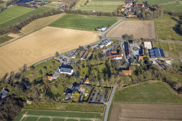 Aerial photography, services for construction and agriculture Dringenberg GmbH farm, round garden, riding stable, paradise, Soest, Soester Börde, North Rhine-Westphalia, Germany, DE, Europe, agriculture, aerial photography, aerial photography, aerial photography, overview, bird's-eye view, overview