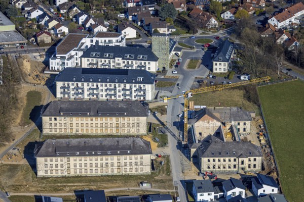 Aerial view, Belgian Quarter Soest, construction site with renovation, Soest, Soester Börde, North Rhine-Westphalia, Germany, construction work, construction area, building site, building plots, construction project, construction site, DE, Europe, aerial view, aerial photography, aerial photography, overview, bird's-eye view, overview