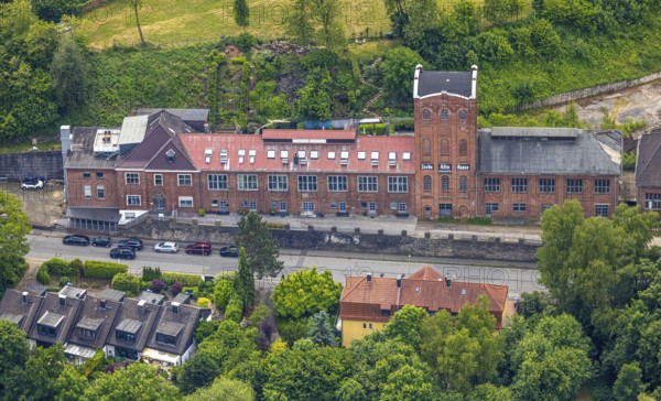 Aerial view, former Alte Haase colliery and Malakowturm, Niedersprockhövel, Sprockhövel, Ruhr area, North Rhine-Westphalia, Germany, mining, DE, Europe, commercial enterprises, commercial area, commercial property, commercial site, commercial use, industrial area, industrial site, aerial photograph, aerial photography, aerial photography, tower, overview, bird's eye view, colliery, birds-eyes view, overview