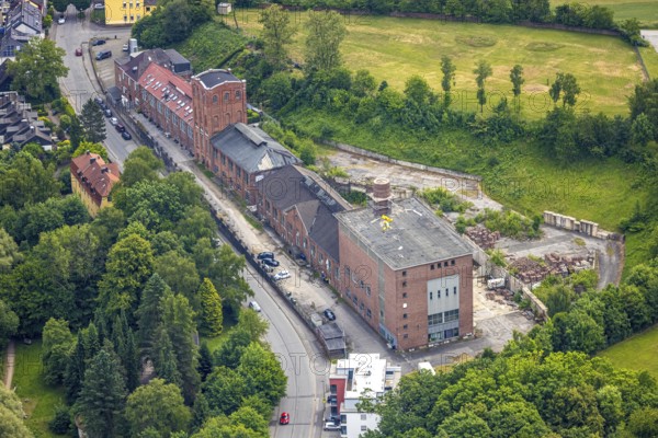 Aerial view, former Alte Haase colliery and Malakowturm, Niedersprockhövel, Sprockhövel, Ruhr area, North Rhine-Westphalia, Germany, mining, DE, Europe, commercial enterprises, commercial area, commercial property, commercial site, commercial use, industrial area, industrial site, aerial photograph, aerial photography, aerial photography, tower, overview, bird's eye view, colliery, birds-eyes view, overview