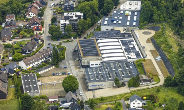 Aerial view, Böhmer Kügelhähne company premises Gedulderweg, commercial area, Niedersprockhövel, Sprockhövel, Ruhr area, North Rhine-Westphalia, Germany, DE, Europe, commercial enterprises, commercial area, commercial property, commercial site, commercial use, industrial area, industrial site, aerial photograph, aerial photography, aerial photography, overview, bird's-eye view, bird's-eye view, overview