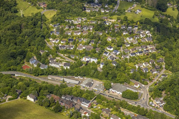 Aerial view, residential area Hellerkamp, Langenberg, Velbert, Ruhr area, North Rhine-Westphalia, Germany, DE, Europe, aerial view, aerial photography, aerial photography, overview, bird's-eye view, overview