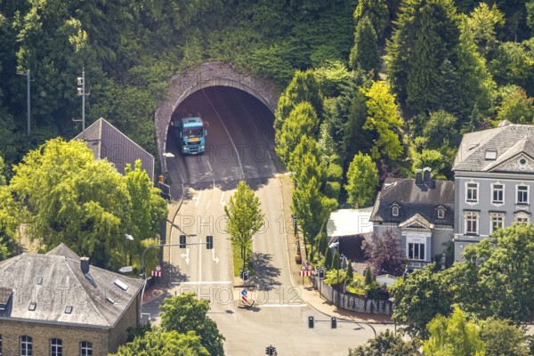Aerial view, tunnel Velbert-Langenberg at the corner of Dr.-Hans-Karl-Glinz-Straße and Hauptstraße, Langenberg, Velbert, Ruhr area, North Rhine-Westphalia, Germany, DE, Europe, aerial view, aerial photography, aerial photography, overview, bird's-eye view, overview