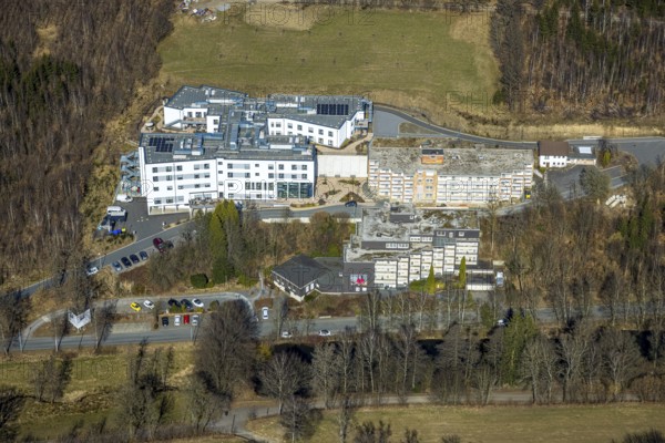 Aerial view, St. Josefsheim retirement home, Caritas centre new building construction site, Wenden, Sauerland, North Rhine-Westphalia, Germany, DE, Europe, aerial view, aerial photography, aerial photography, overview, bird's-eye view, overview