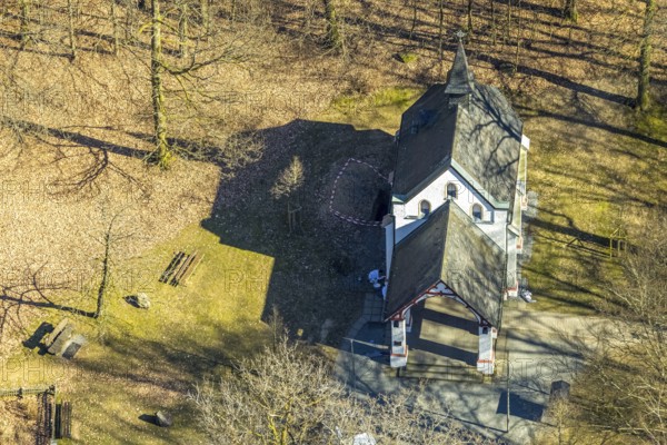 Aerial view, Dörnschlade Chapel, Altenhof, Wenden, Sauerland, North Rhine-Westphalia, Germany, DE, Europe, chapel, church, aerial view, aerial photography, aerial photography, overview, bird's-eye view, overview
