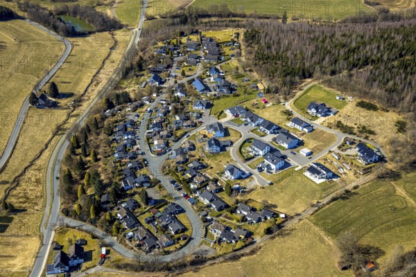 Aerial view, holiday park Schönau, Wenden, Sauerland, North Rhine-Westphalia, Germany, DE, Europe, aerial view, aerial photography, aerial photography, park, overview, bird's-eye view, residential area, birds-eyes view, overview
