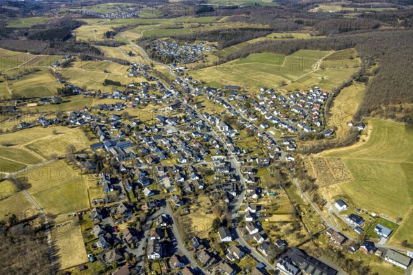 Aerial view, residential area, local view, district Schönau, Altenhof, Wenden, Sauerland, North Rhine-Westphalia, Germany, DE, Europe, property tax, real estate, aerial view, aerial photography, aerial photography, overview, bird's-eye view, residential complex, living and living, residential area, residential quality, residential neighbourhood, housing estate, residential district, birds-eyes view, overview