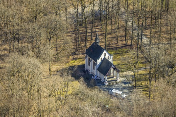 Aerial view, Dörnschlade Chapel, Altenhof, Wenden, Sauerland, North Rhine-Westphalia, Germany, DE, Europe, chapel, church, aerial view, aerial photography, aerial photography, overview, bird's-eye view, overview