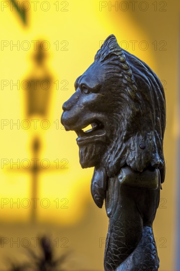 Sculpture in the shape of a lion in the Plazuela del Cristo square, Trinidad, Cuba, Sancti Spíritus, Sancti Spíritus