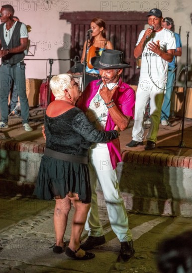 Old Cubans dance at the Salza market to the music of a live band, Trinidad, Cuba, Sancti Spíritus, Cuba, Sancti Spíritus