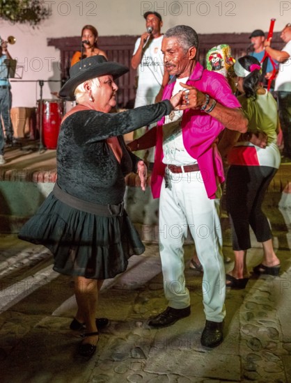 Old Cubans dance at the Salza market to the music of a live band, Trinidad, Cuba, Sancti Spíritus, Cuba, Sancti Spíritus