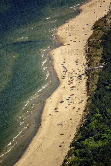 KoÅ'obrzeg, Kolobrzeg, Baltic Sea beach, Baltic Sea coast, Województwo zachodniopomorskie, Poland, Kolobrzeg, Województwo zachodniopomorskie, PL, Europe, aerial view, birds-eyes view, aerial photography, aerial photography, overview, bird's eye view, northern Poland