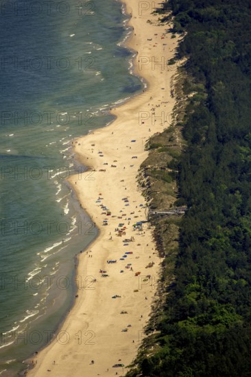 KoÅ'obrzeg, Kolobrzeg, Baltic Sea beach, Baltic Sea coast, Województwo zachodniopomorskie, Poland, Kolobrzeg, Województwo zachodniopomorskie, PL, Europe, aerial view, birds-eyes view, aerial photography, aerial photography, overview, bird's eye view, northern Poland