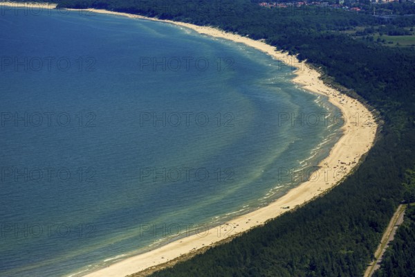 KoÅ'obrzeg, Kolberg, Baltic Sea beach, Dzwirzyno, Baltic Sea coast, Województwo zachodniopomorskie, Poland, Dzwirzyno, Województwo zachodniopomorskie, PL, Europe, aerial view, birds-eyes view, aerial photography, aerial photography, overview, bird's eye view, northern Poland