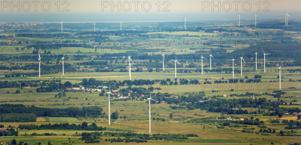 Wind farm, wind turbines, Wierciszewo, Wandhagen, Hinterpommern, Baltic Sea coast, Województwo zachodniopomorskie, Poland, Województwo zachodniopomorskie, PL, Europe, aerial photo, birds-eyes view, aerial photography, aerial photography, overview, bird's-eye view, northern Poland