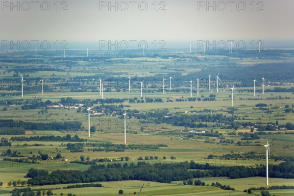 Wind farm, wind turbines, Wierciszewo, Wandhagen, Hinterpommern, Baltic Sea coast, Województwo zachodniopomorskie, Poland, Województwo zachodniopomorskie, PL, Europe, aerial photo, birds-eyes view, aerial photography, aerial photography, overview, bird's-eye view, northern Poland