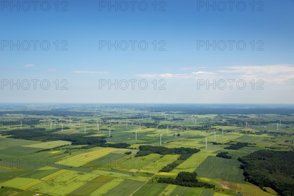 Wind farm, wind turbines, Wierciszewo, Wandhagen, Hinterpommern, Baltic Sea coast, Województwo zachodniopomorskie, Poland, Województwo zachodniopomorskie, PL, Europe, aerial photo, birds-eyes view, aerial photography, aerial photography, overview, bird's-eye view, northern Poland