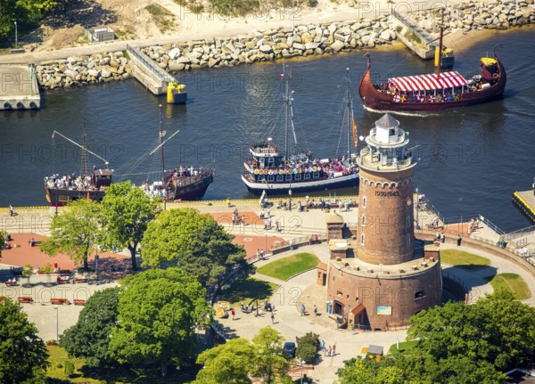 KoÅ'obrzeg, Kolobrzeg, Baltic Sea beach, Baltic Sea coast, Województwo zachodniopomorskie, Poland, Kolobrzeg, Województwo zachodniopomorskie, PL, Europe, aerial view, birds-eyes view, aerial photography, aerial photography, overview, bird's eye view, northern Poland