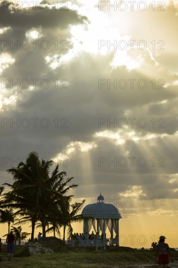 Wedding pavilion on the beach of Varadero with sunset in the hotel complex PARADISUS VARADERO RESORT SPA, Varadero, Cuba, Matanzas, Cuba, Central America