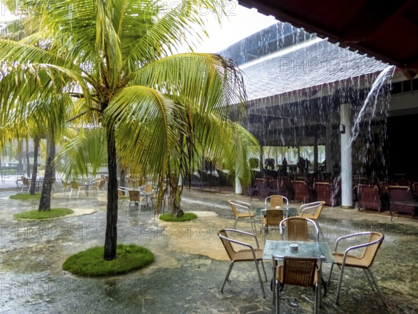 Tropical rain in the hotel complex, Varadero, Cuba, Matanzas, Cuba, Central America