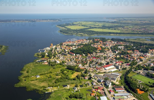 KamieÅ Pomorski, River Dziwna Dievenow, Cammin, Kammin, Baltic Sea coast, Województwo zachodniopomorskie, Poland, Kamien Pomorski, Województwo zachodniopomorskie, PL, Europe, aerial view, birds-eyes view, aerial photography, aerial photography, overview, bird's eye view, northern Poland