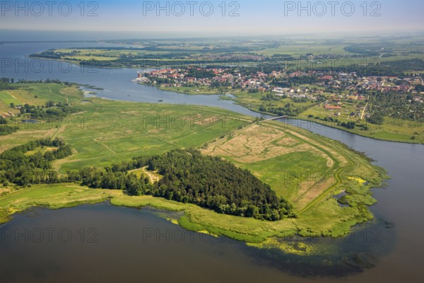 PoÅ'chowo, ChrzÄ...szczewo, peninsula, Baltic Sea coast, Województwo zachodniopomorskie, Poland, Polchowo, Województwo zachodniopomorskie, PL, Europe, aerial view, birds-eyes view, aerial photography, overview, bird's eye view, northern Poland