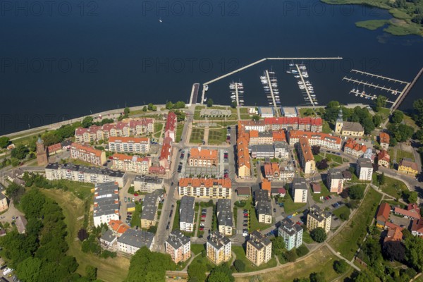 KamieÅ Pomorski, River Dziwna Dievenow, Cammin, Kammin, Baltic Sea coast, Województwo zachodniopomorskie, Poland, Kamien Pomorski, Województwo zachodniopomorskie, PL, Europe, aerial view, birds-eyes view, aerial photography, aerial photography, overview, bird's eye view, northern Poland