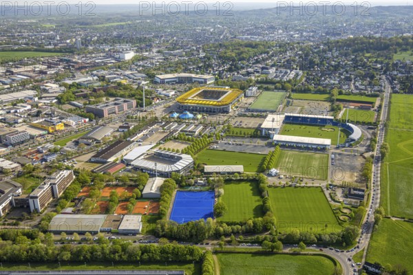 Aerial view, Aachener Tivoli, football stadium in Sportpark Soers, home ground of football club Alemannia Aachen, Circus-Theatre Roncalli circus tents, Chio Aachen stadium for equestrian tournament, Deutsche Bank Stadium Chio Aachen grounds, Laurensberg, Aachen, Rhineland, North Rhine-Westphalia, Germany, football stadium, Sportpark Soers, home ground, Alemannia Aachen, Circus theatre Roncalli, circus tents, Chio Aachen Stadium, equestrian sport, tournament, Deutsche Bank Stadium, Chio Aachen grounds, football club, tents, sport, culture, event location, architecture, sports facility, leisure, entertainment, urban, aerial view, urban development, landscape, equestrian sport tournament, open-air event, city view, grounds, complex, events