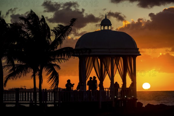 Wedding pavilion on the beach of Varadero with sunset in the hotel complex PARADISUS VARADERO RESORT SPA, Varadero, Cuba, Matanzas, Cuba, Central America