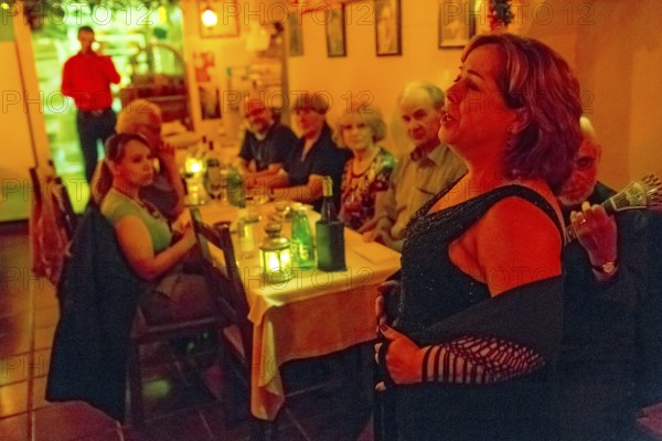Fado music, Fado bar in the historic centre of Lisbon, Lisbon, Lisbon district, Portugal