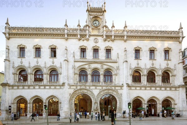 Art Nouveau façade Estação ferroviária do Rossio, Santa Justa - Lisboa do Rossio railway station, Lisbon, Lisbon district, Portugal