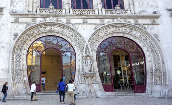 Art Nouveau façade Estação ferroviária do Rossio, Santa Justa - Lisboa do Rossio railway station, Lisbon, Lisbon district, Portugal