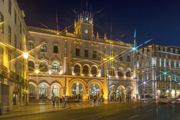 Art Nouveau façade Estação ferroviária do Rossio, Santa Justa - Lisboa do Rossio railway station, Lisbon, Lisbon district, Portugal