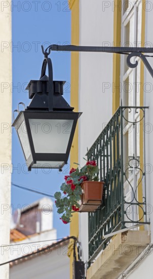 Alley in Evora with lanterns, Evora, Évora district, Portugal