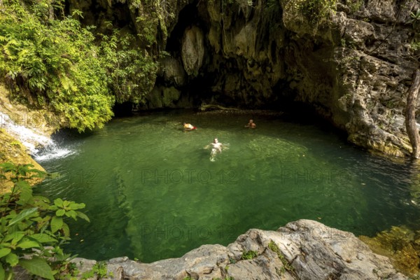 Mountain lake with green water, excursion destination, Valle De Los Ingenios, Cuba, Cuba