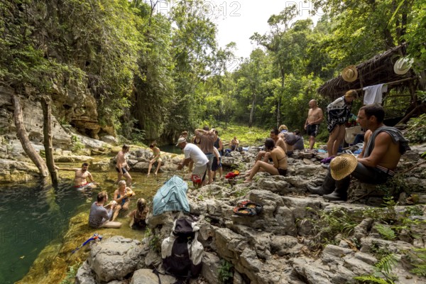 Small bathing lake in the Valle de los Ingenios with tourists, Trinidad, Cuba, Sancti Spíritus, Cuba