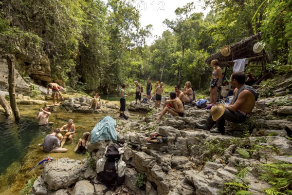 Small bathing lake in the Valle de los Ingenios with tourists, Trinidad, Cuba, Sancti Spíritus, Cuba