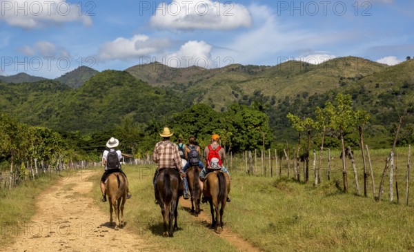 Tourists on horseback in the Valle de los Ingenios, Trinidad, Cuba, Sancti Spíritus, Cuba, Sancti Spíritus