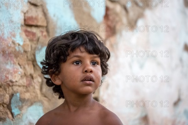 Little Cuban boy on the street in front of an old wall, Street scene in the old town of Trinidad, Trinidad, Cuba, Sancti Spíritus, Cuba, Sancti Spíritus