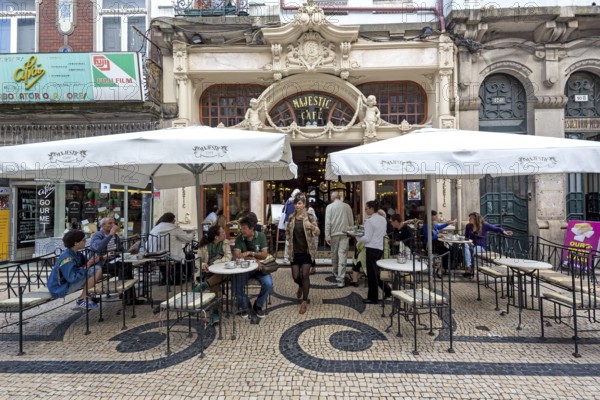 Café Majestic, art nouveau cafe, tavern, restaurant, Oporto, Porto district, Portugal, Europe, aerial view, birds-eyes view, travel, travel photography