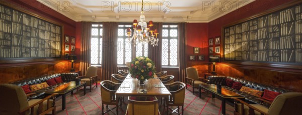 Library in the hotel, lounge, Grande Hotel do Porto, Oporto, Porto district, Portugal, Europe, aerial view, birds-eyes view, travel, travel photography