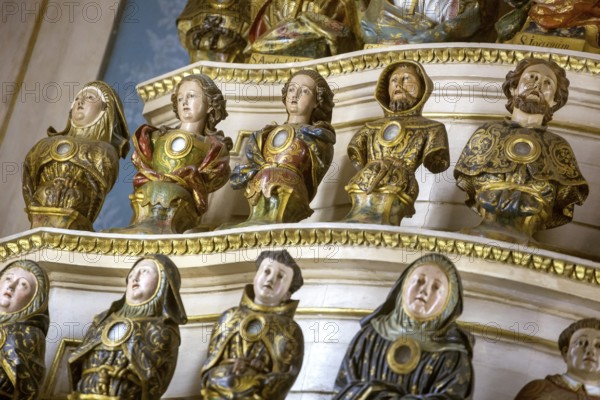 Chapel with figures and relics, Bom Jesus do Monte, pilgrimage church of Braga, Braga, Braga district, Portugal, Europe, aerial view, birds-eyes view, travel, travel photography