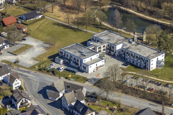 Aerial view, Kursana Quartier Sundern assisted living, Allendorf, Sundern, Sauerland, North Rhine-Westphalia, Germany, DE, Europe, property tax, real estate, aerial view, aerial photography, aerial photography, overview, bird's-eye view, residential complex, living and living, residential area, residential quality, residential neighbourhood, residential district, birds-eyes view, overview