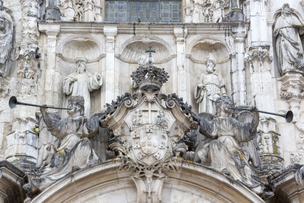 Musician's facade in the shopping street of Coimbra, Coimbra, Coimbra district, Portugal, Europe, aerial view, birds-eyes view, Travel, travel photography