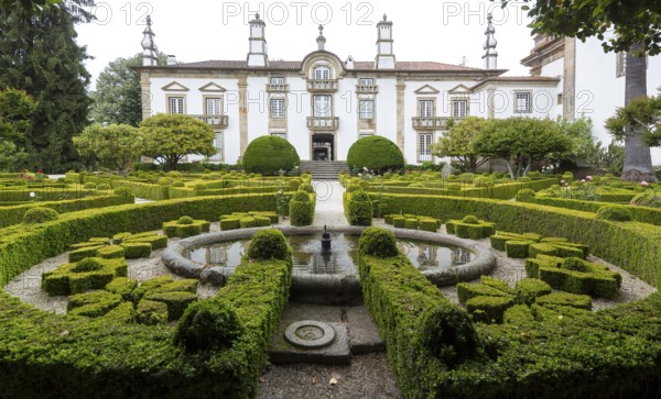 Spacious gardens of the palace, Casa de Mateus, palace with large gardens, Vila Real, Vila Real district, Portugal, Europe, BlosseyPortugal, aerial view, birds-eyes view, Travel, travel photography